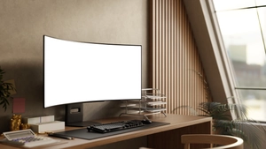 ultrawide a curved monitor — ilustrace